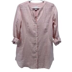 Sigrid Olsen 100% Linen Tunic Women's S Mother Of‎ Pearl Buttons Lagenlook Gauzy